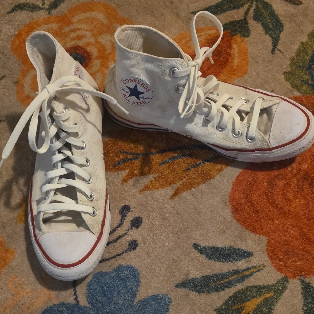 Converse All Star High Top Sneakers With Red & Blue Trim